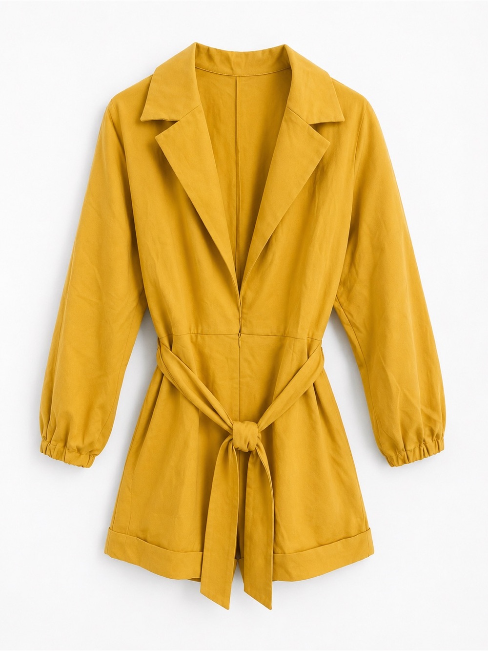 Women's Mustard Tie-Waist Jacket Coat